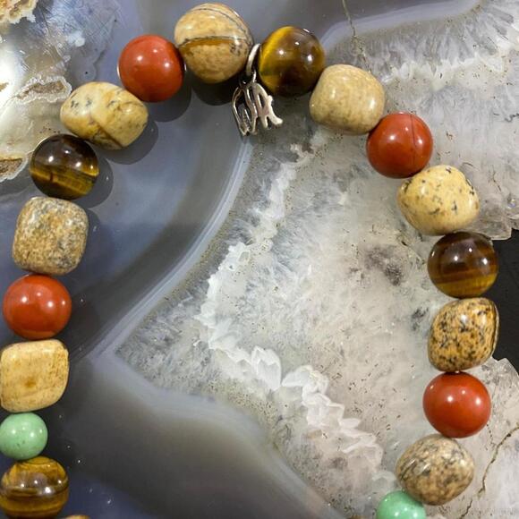 Carolyn Pollack Sterling Multi Gemstone Earth Tones Stretch Bracelet For Women - Picture 5 of 10